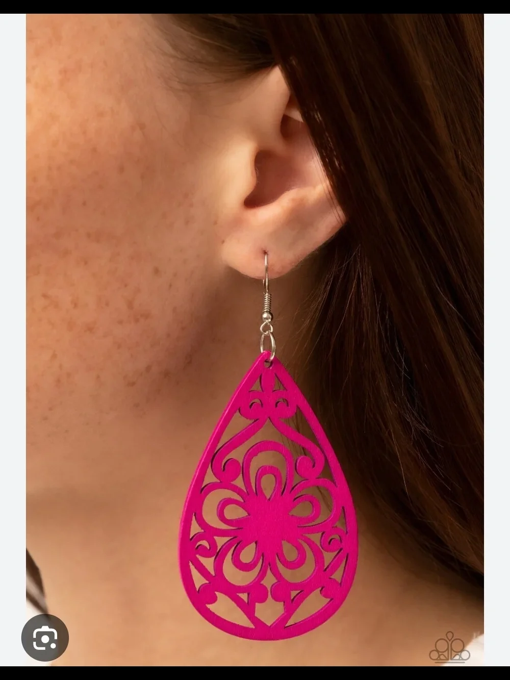 paparazzi Hot Pink Teardrop Filigree Earrings
